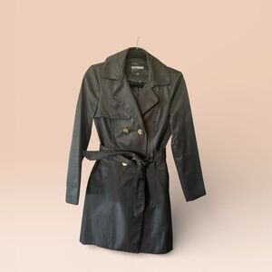 Express Black Belted Trench Coat – Double-Breasted – XS
